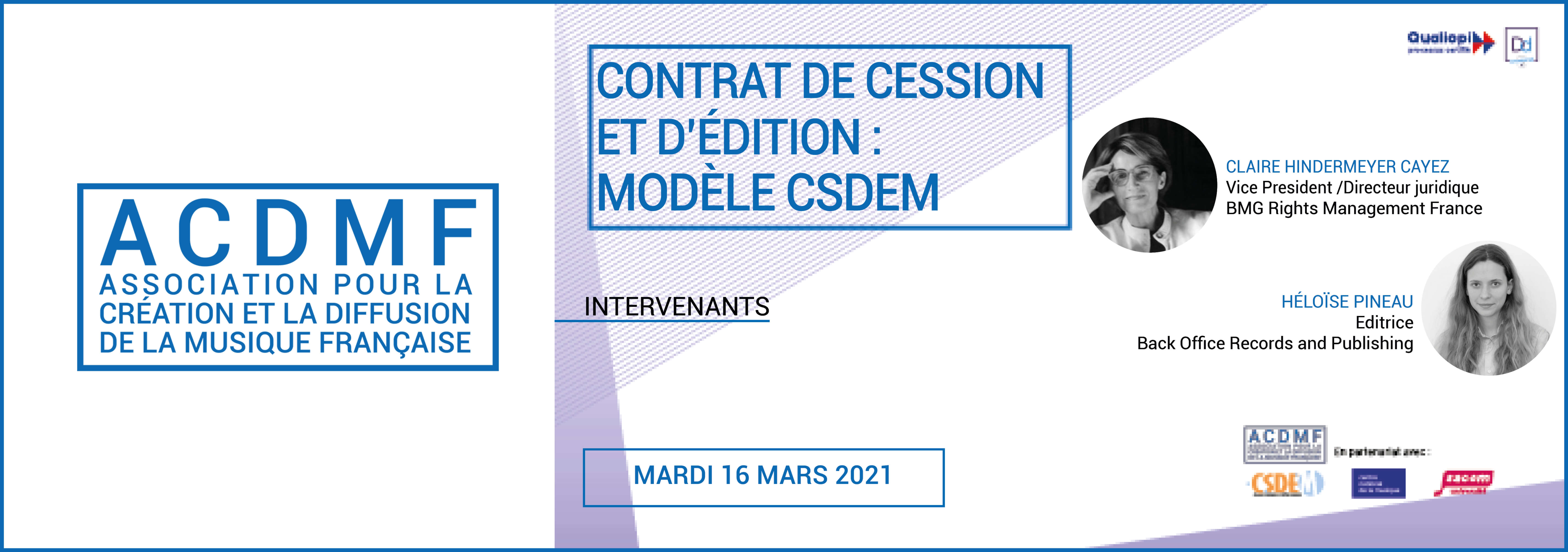 FORMATION/ «CONTRAT DE CESSION ET D'EDITION : MODELE CSDEM» - CSDEM ...
